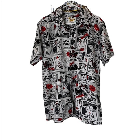 NWOT! OH SNAP! Drill Clothing Co. Comic Book Men’s Button Up Shirt:L SKU:D-OHS - Picture 1 of 6